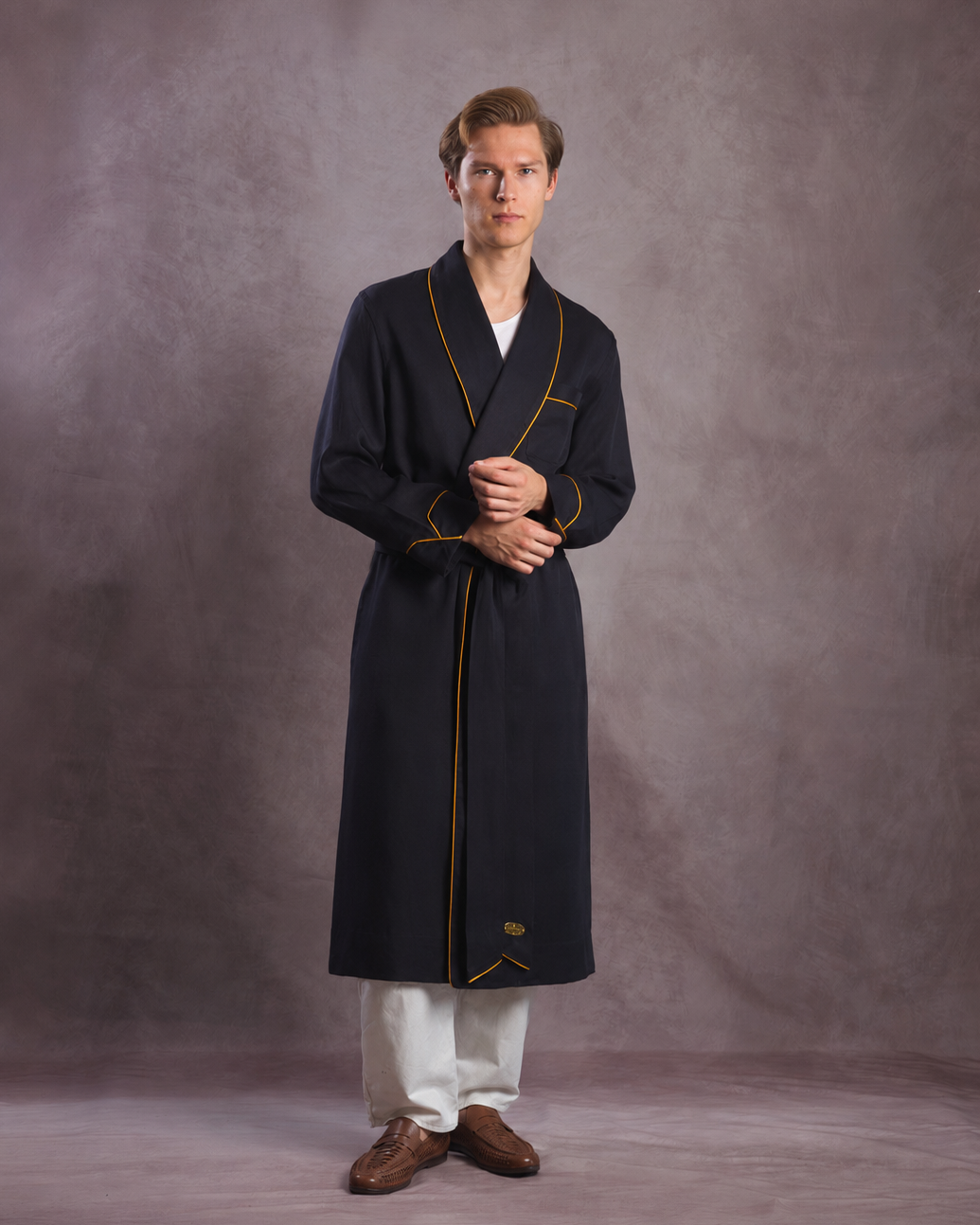 Ashbourne Deep Navy Dressing Gown – Gown & Hound