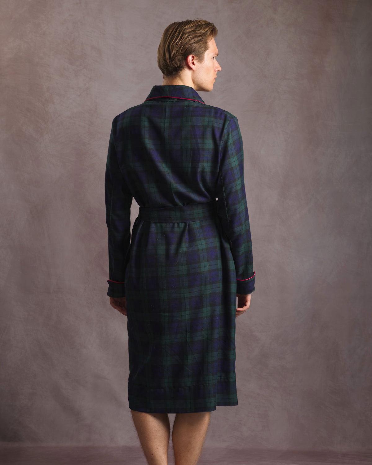 Balmoral blackwatch tartan dressing gown  back by Gown & Hound
